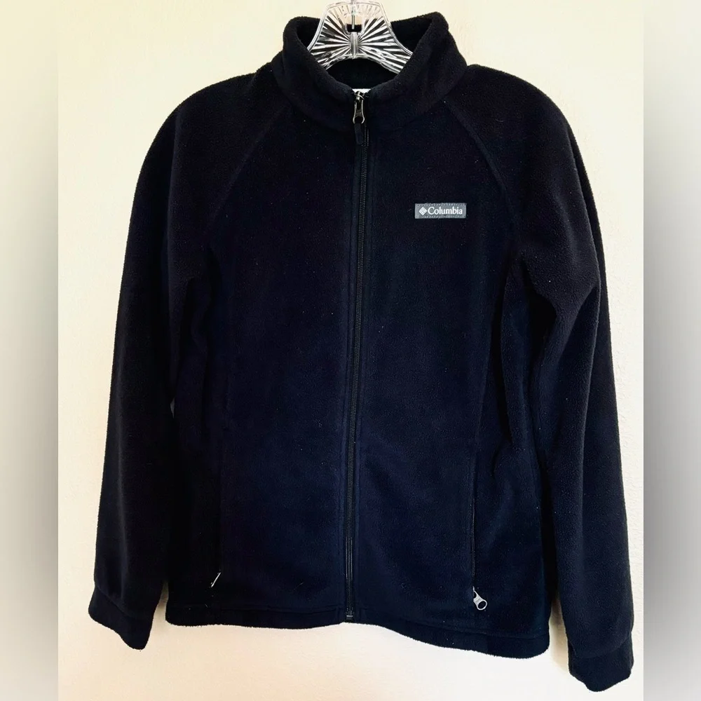 Columbia Youth Jacket‎ Large 14 16 Black Fleece Full Zip Pockets Mock Neck Warm